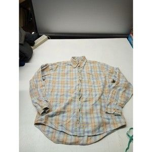 Ivy Crew Down Shirt Size Large Orange/Lavender and Blue Plaid Flannel Shirt